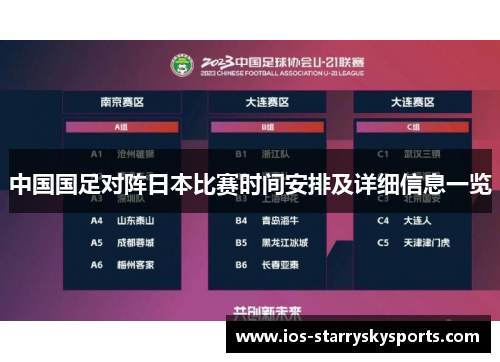 中国国足对阵日本比赛时间安排及详细信息一览